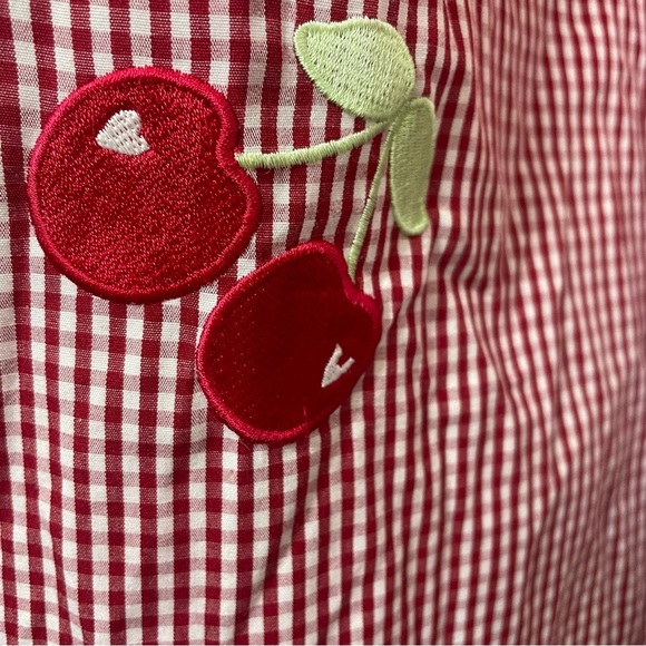 Cherry Embroidered Red Checkered women’s shirt blouse Size 8. Allison Daley. - Picture 3 of 7